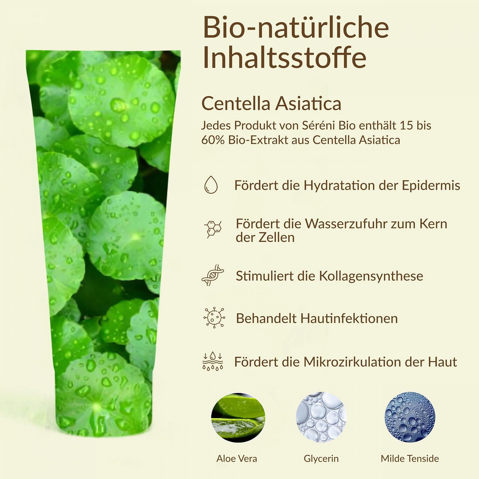 Гель для душу Sérénibio Centella Asiatica зволожувальний для чутливої шкіри 200 мл, фото №4