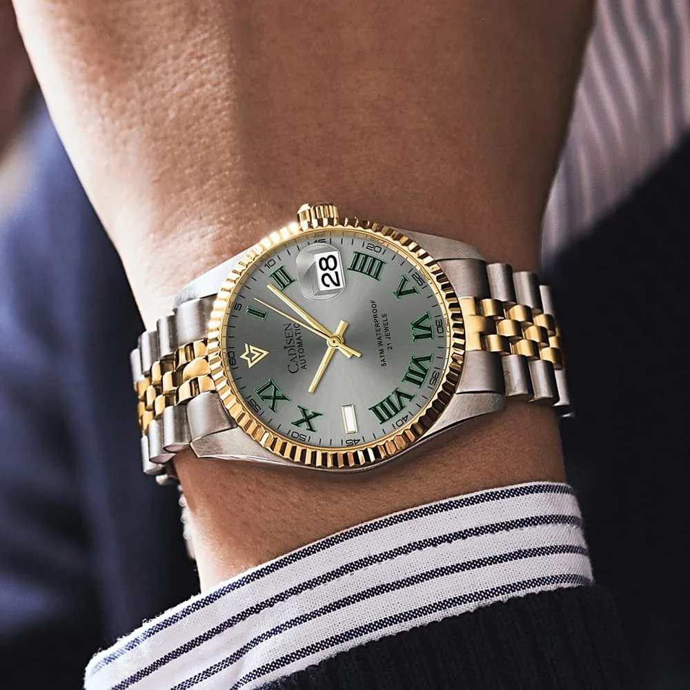 Чоловічий Автоматичний Годинник CADISEN з Сапфіровим Склом та Ремінцем з Нержавіючої Сталі, фото №5