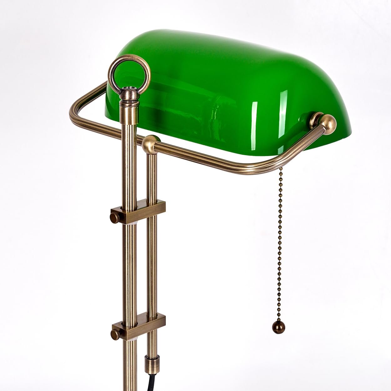 Настільна лампа HOFSTEIN Ragaz Banker Lamp Ретро/Вінтаж Метал Скло Антична латунь Зелений 1 x E27 56 см, фото №4