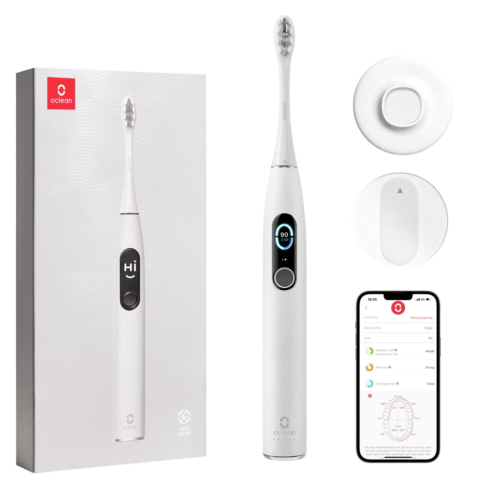 Електрична Зубна Щітка Oclean X Pro Elite Smart Mute Sonic + Oclean BB01 Дорожній Футляр для Електричної Зубної Щітки Сірий, фото №2