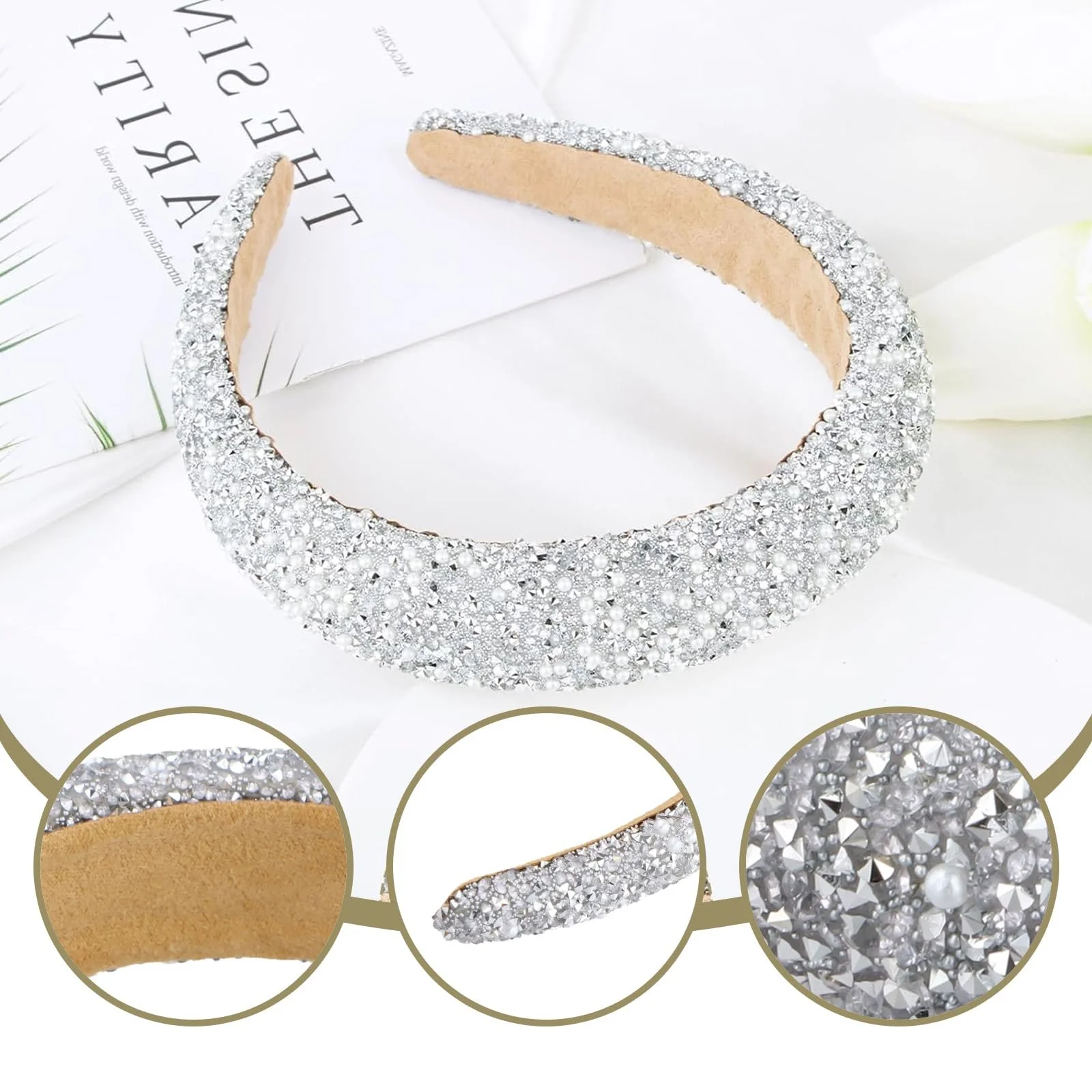 Обруч для волосся з блискітками та стразами, фото №3