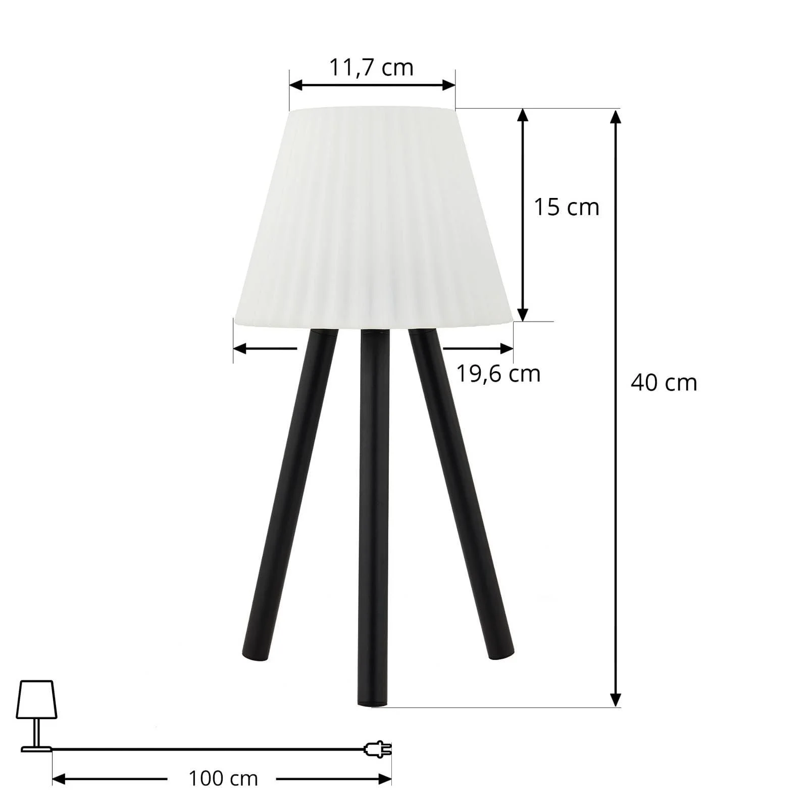 Настільна лампа Lindby LED акумуляторна димована IP44 чорна біла, фото №4