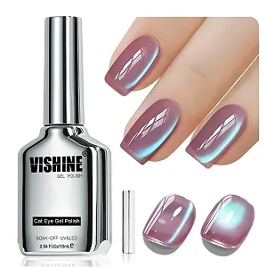 Гель-лак Vishine Cat Eye Magnetic 16 мл Ice Glass Cat Eye Holographic Glitter Напівпрозорий колір Iridescent Orchid #409 synthetic.ua - Фото 1