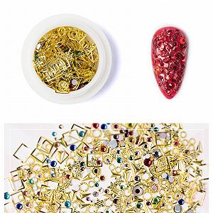 Стрази для нігтів Різні форми Сплав Пластик Стрази Мікс 1 коробка Золотий - Фото 1