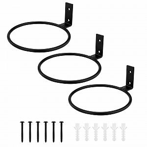 Кільце-тримач для квіткового горщика Lpraer настінне металеве складане чорне 15 см 3 шт. - Фото 1