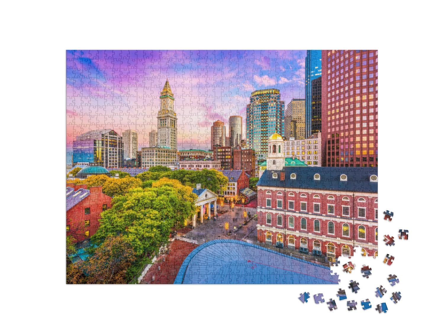 Пазл puzzleYOU American Cities Jigsaw Puzzle Collection Сумерки над Бостоном, Массачусетс 1000 элементов, фото №2