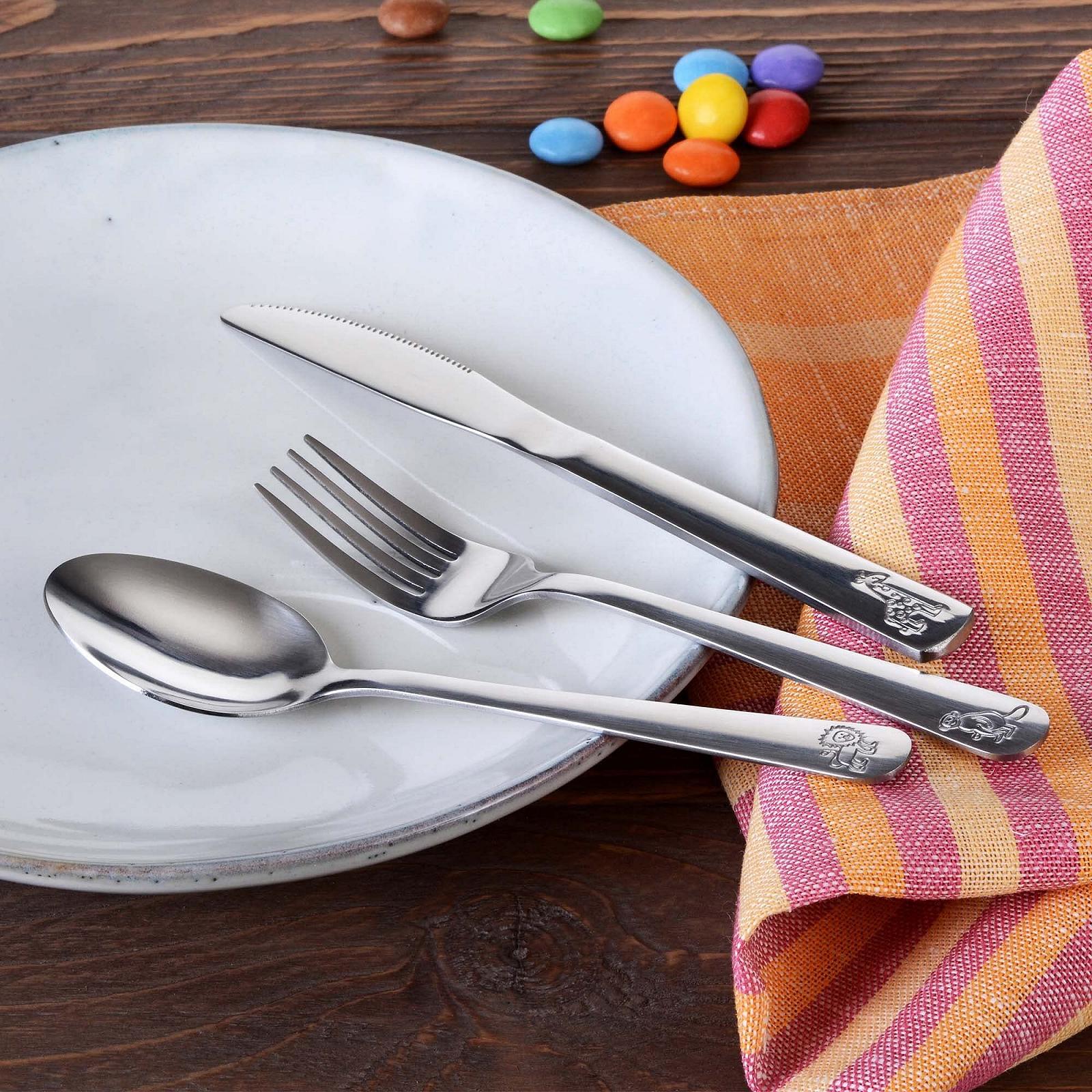 Набор столовых приборов GRÄWE 3 предмета с дизайном животных, нержавеющая сталь с гравировкой, фото №3 Набор столовых приборов GRÄWE 3 предмета с дизайном животных, нержавеющая сталь с гравировкой, фото №3