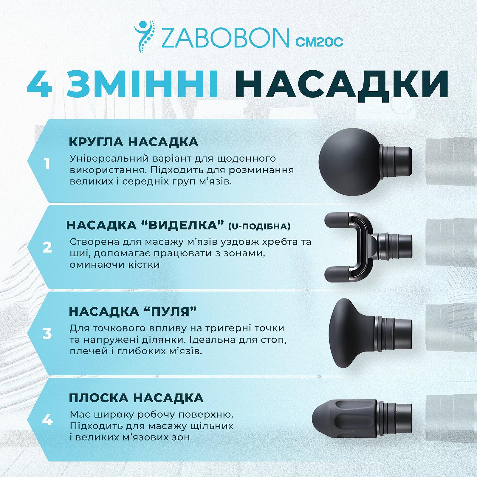 Портативний перкусійний масажер для тіла Zabobon CM20C, фото №2