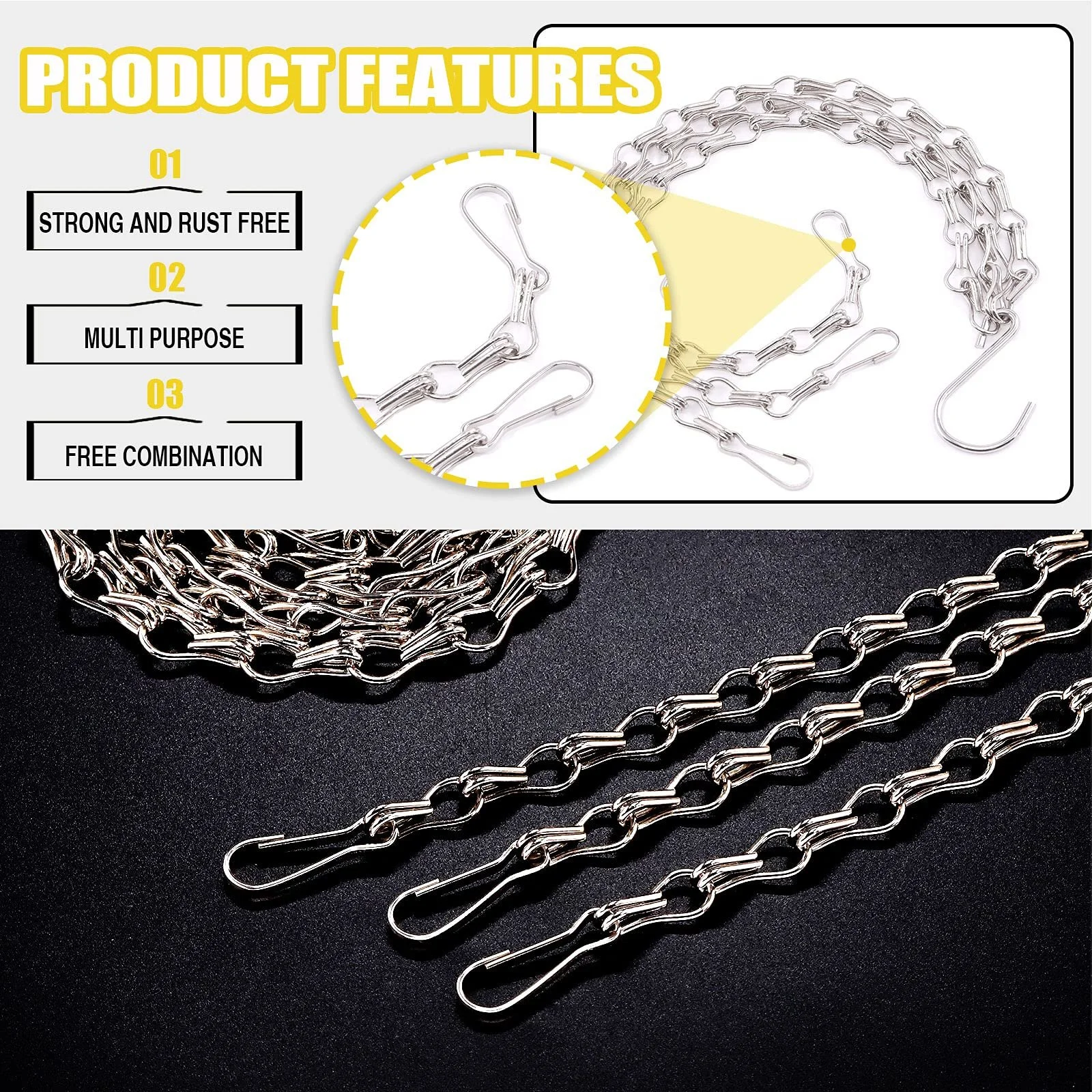 Набор цепей для подвесных корзин 16 наборов 3 типа Железо, фото №4 Набор цепей для подвесных корзин 16 наборов 3 типа Железо, фото №4