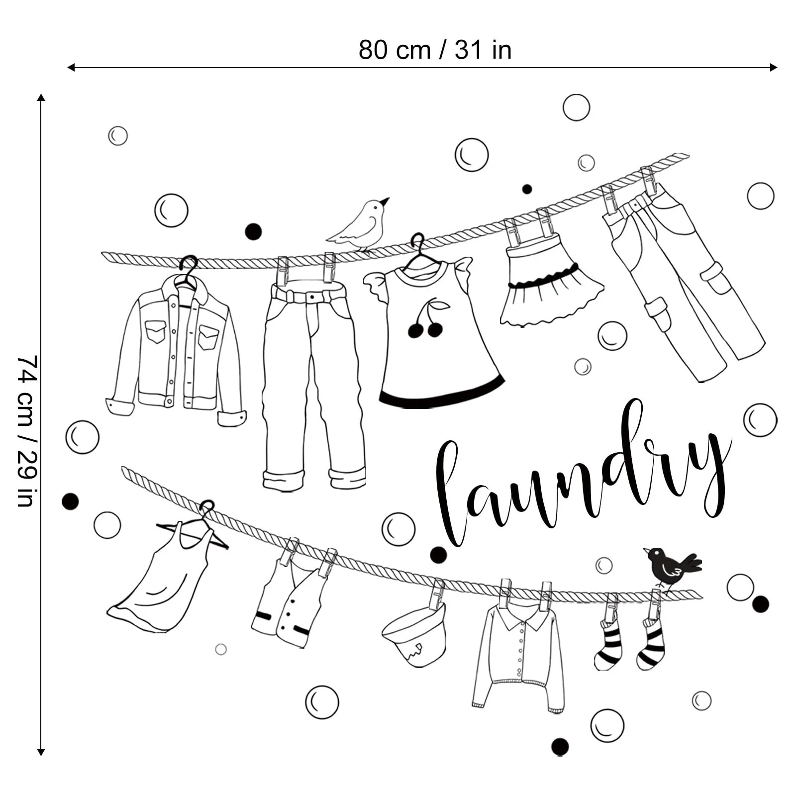 Наклейка на стіну Laundry Room Чорно-біла DIY, фото №4 Наклейка на стіну Laundry Room Чорно-біла DIY, фото №4