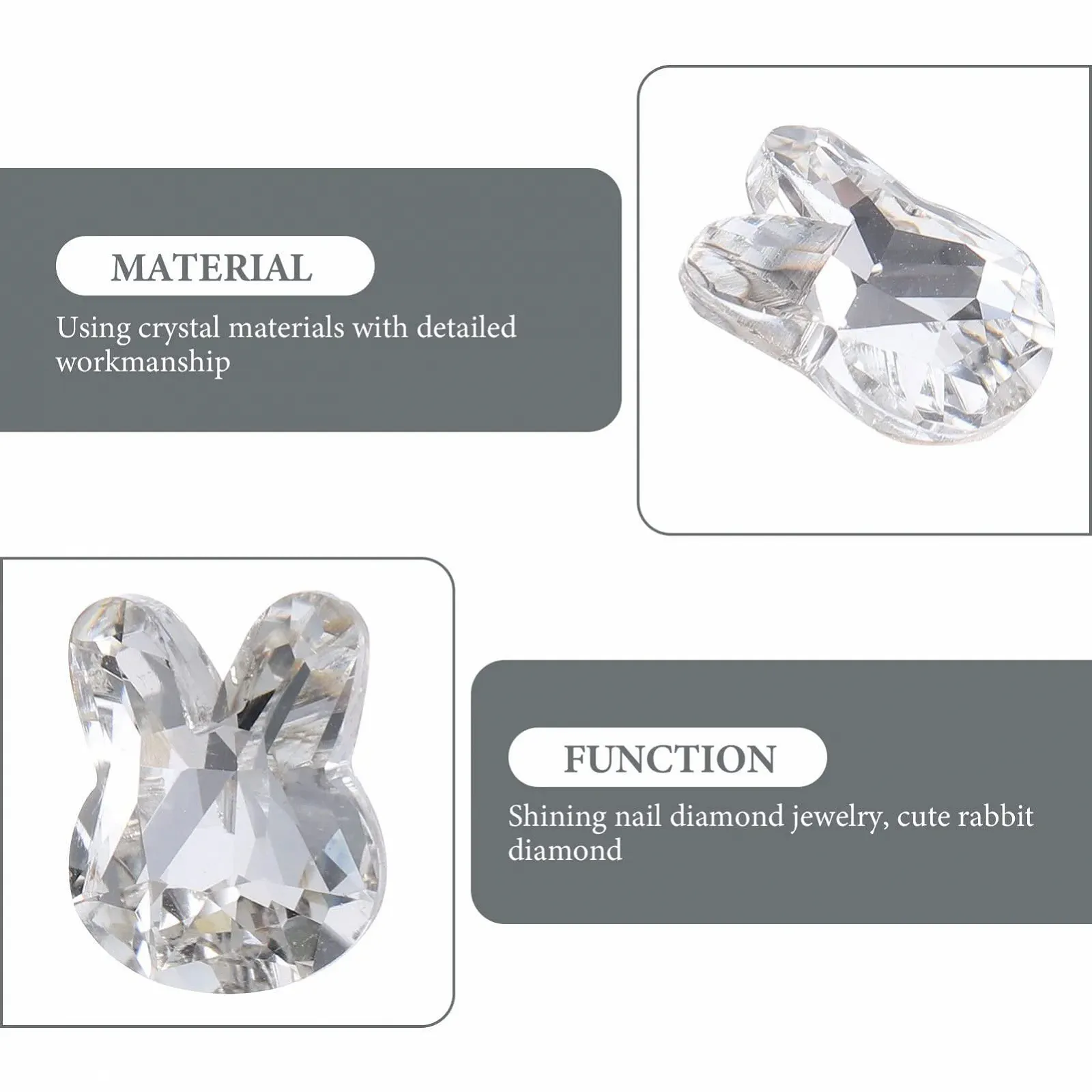 Стрази для нігтів FRCOLOR 40 шт Кролик, наклейки для нігтів, 3D, кристали, шарми, фото №7