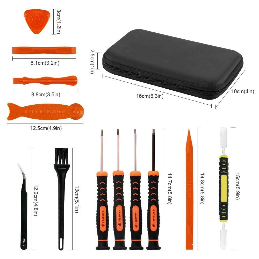 Набір викруток Torx для Xbox One, Xbox 360, PS3, PS4 Controller, набір інструментів для ремонту, що включає торкс-викрутки T6, T8, T10, інструмент для підйому, щітка та пінцет ESD у чохлі EVA, фото №7