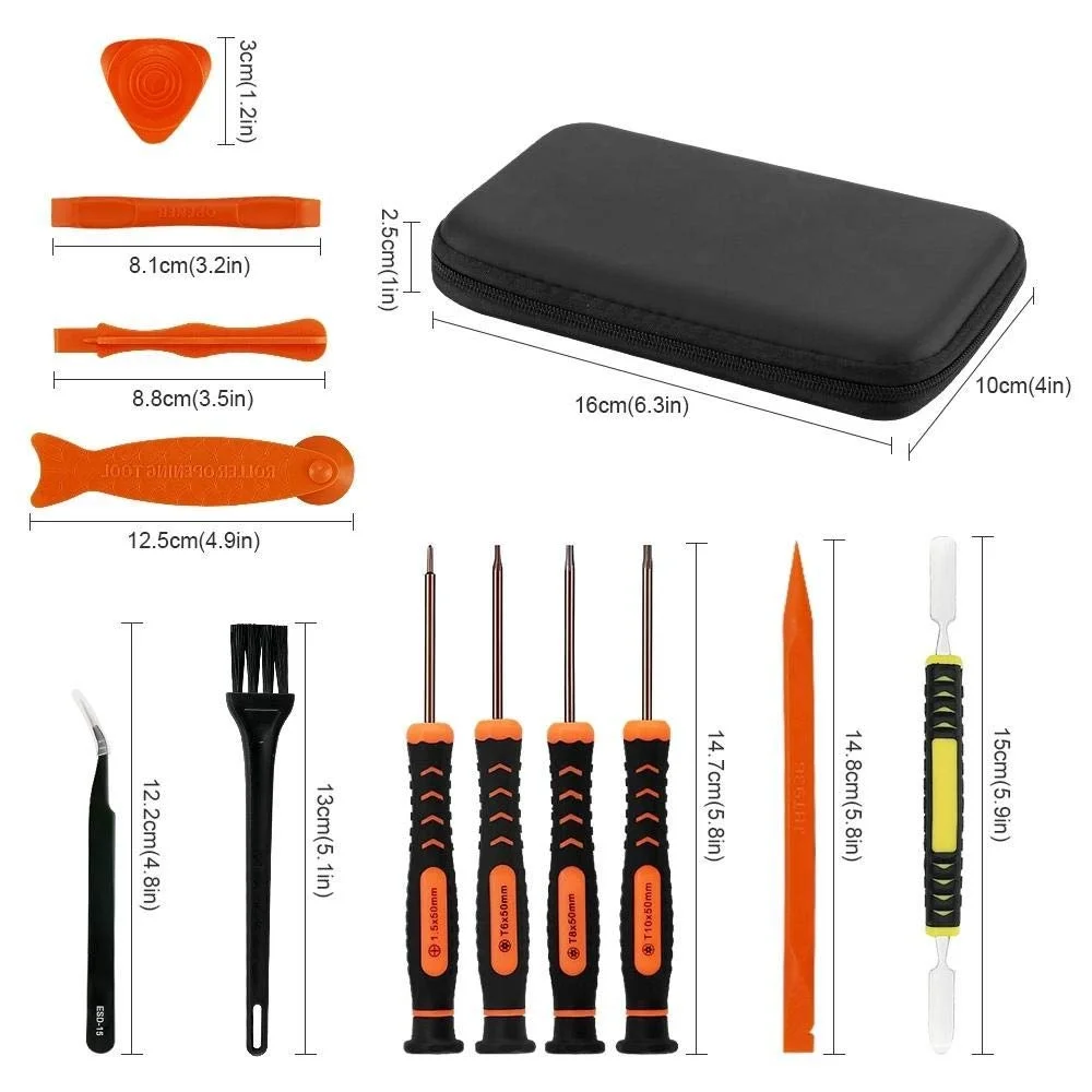 Набор отвёрток Torx для Xbox One, Xbox 360, PS3, PS4 Controller, ремонтный набор с отвёртками Torx T6, T8, T10, инструментом для вскрытия, щёткой и антистатическим пинцетом в сумке EVA, фото №7