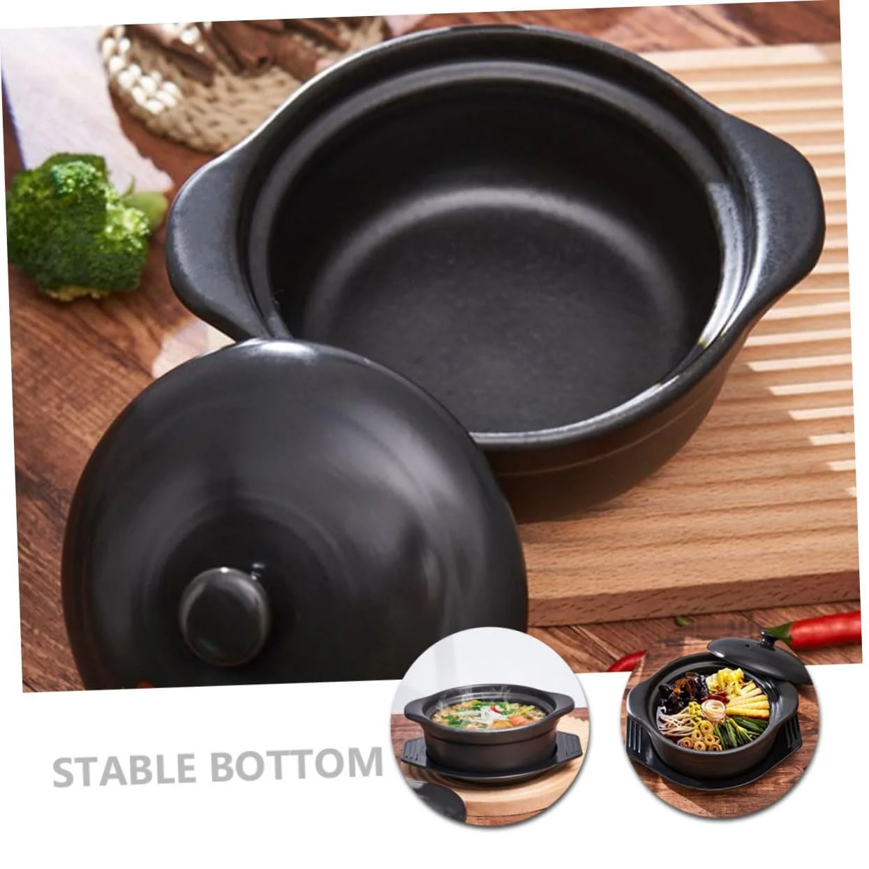 Кастрюля-горшок CLISPEED керамическая термостойкая с двойной ручкой, фото №8 Кастрюля-горшок CLISPEED керамическая термостойкая с двойной ручкой, фото №8