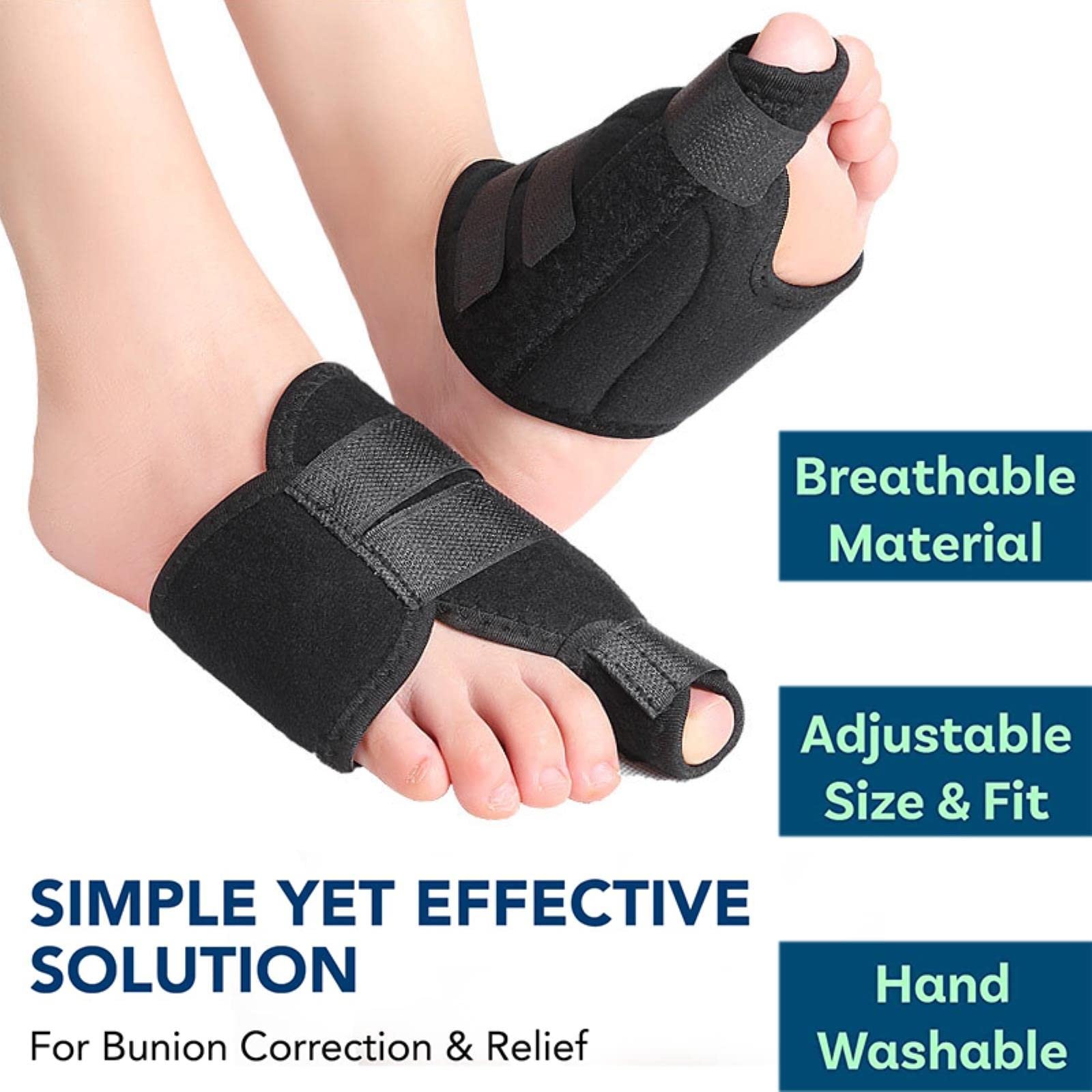 Шини для корекції великого пальця стопи 2 шт, регульований фіксатор для стопи та великого пальця для корекції пальців ніг, фото №2