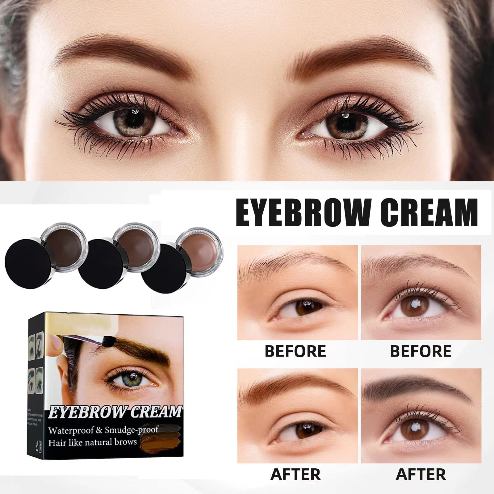 Крем для брів Long Lasting Waterproof Eyebrow Cream Fully Pigmented Eyebrow Cream Gel Filling Enhancer Creams Wild Eyebrows Shaping Tinted Eyebrows (3 Кольори), фото №2