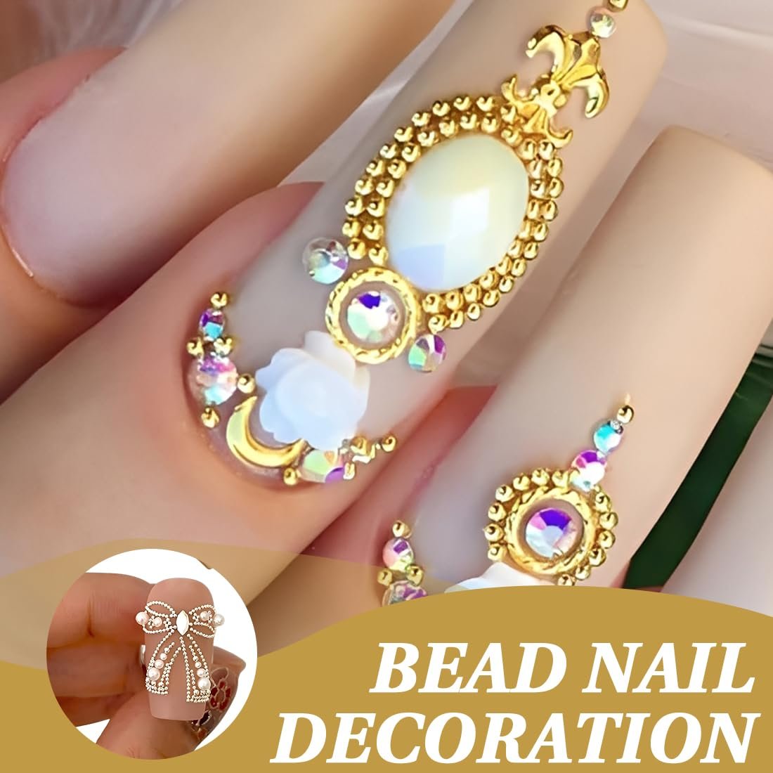 Микробисер для дизайна ногтей, Мини-икра для ногтей, Микро-бисер, украшения для ногтей Золотой (Золотой, Серебряный), фото №6