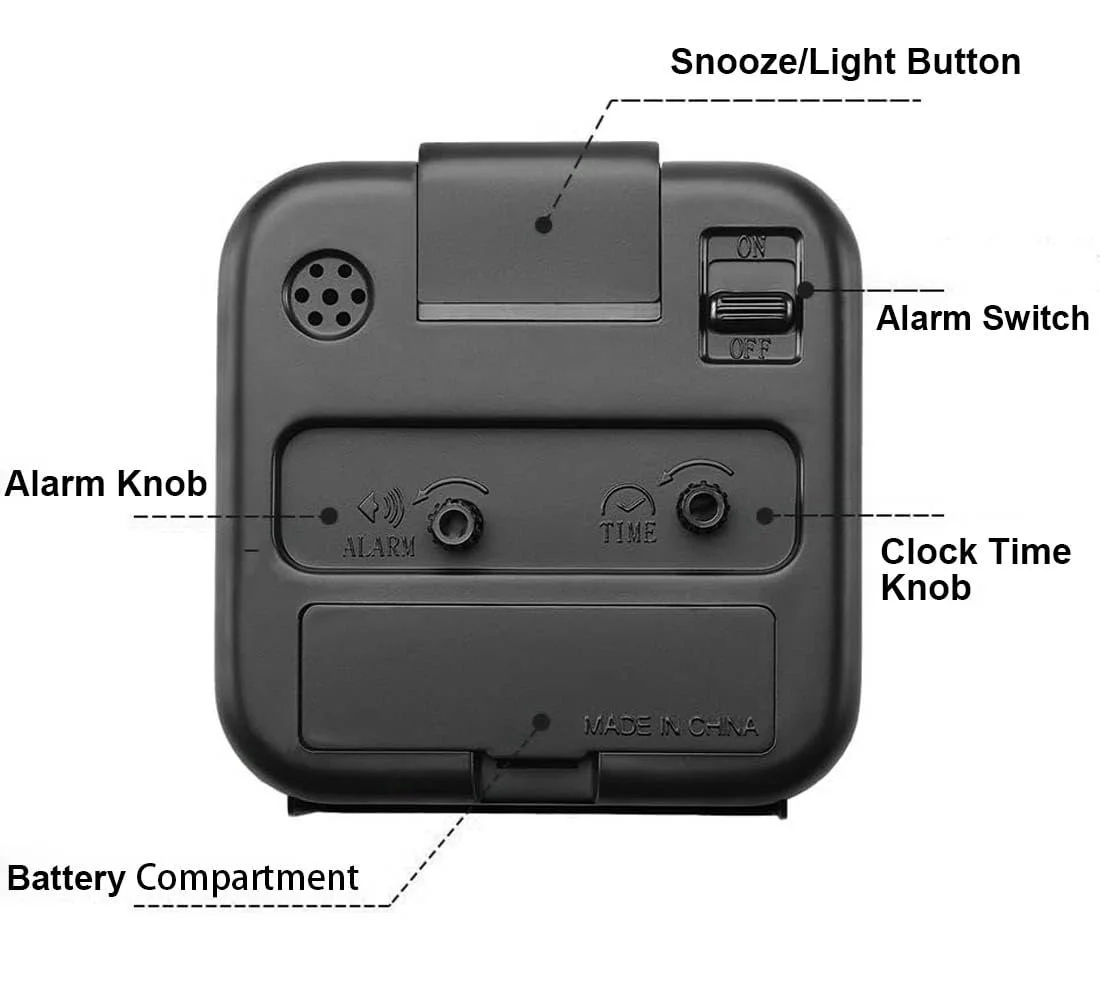 Аналоговий будильник Azyh Безшумний з підсвіткою, функція повтору, фото №6