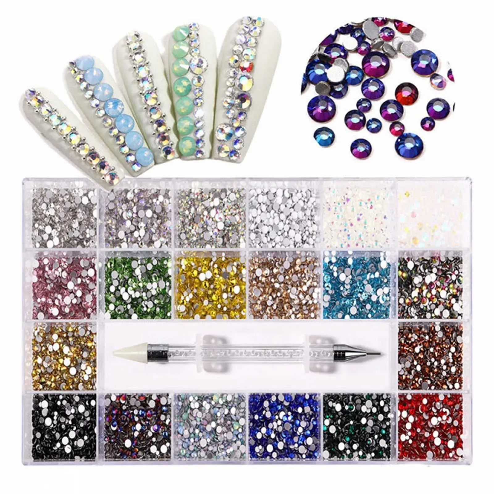 Стразы Тип yaoqijie Luxus AB Стекло SS6-SS20 Mix 5000 штук, фото №1