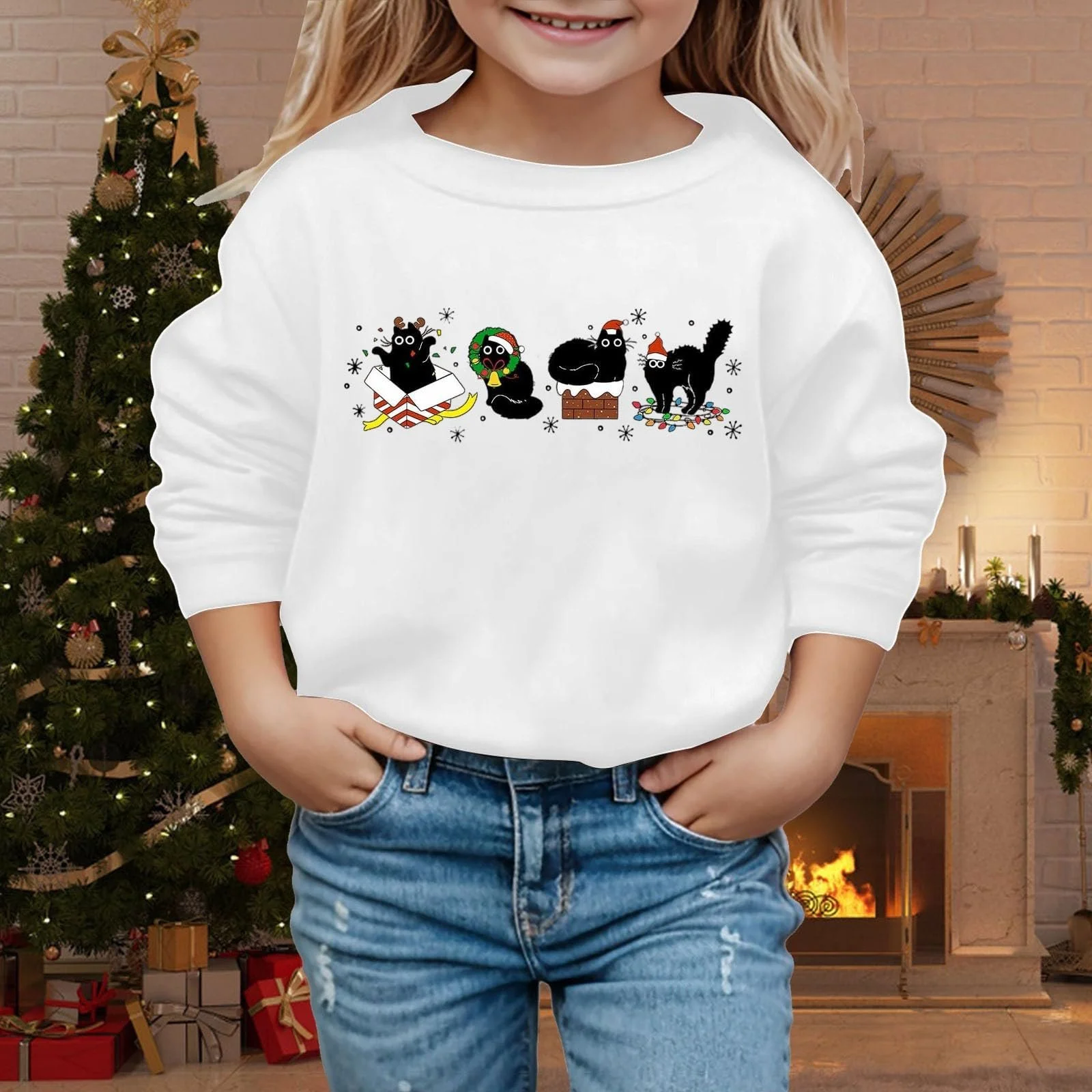 Різдвяний світшот для дітей, з принтом, з довгими рукавами, фото №3