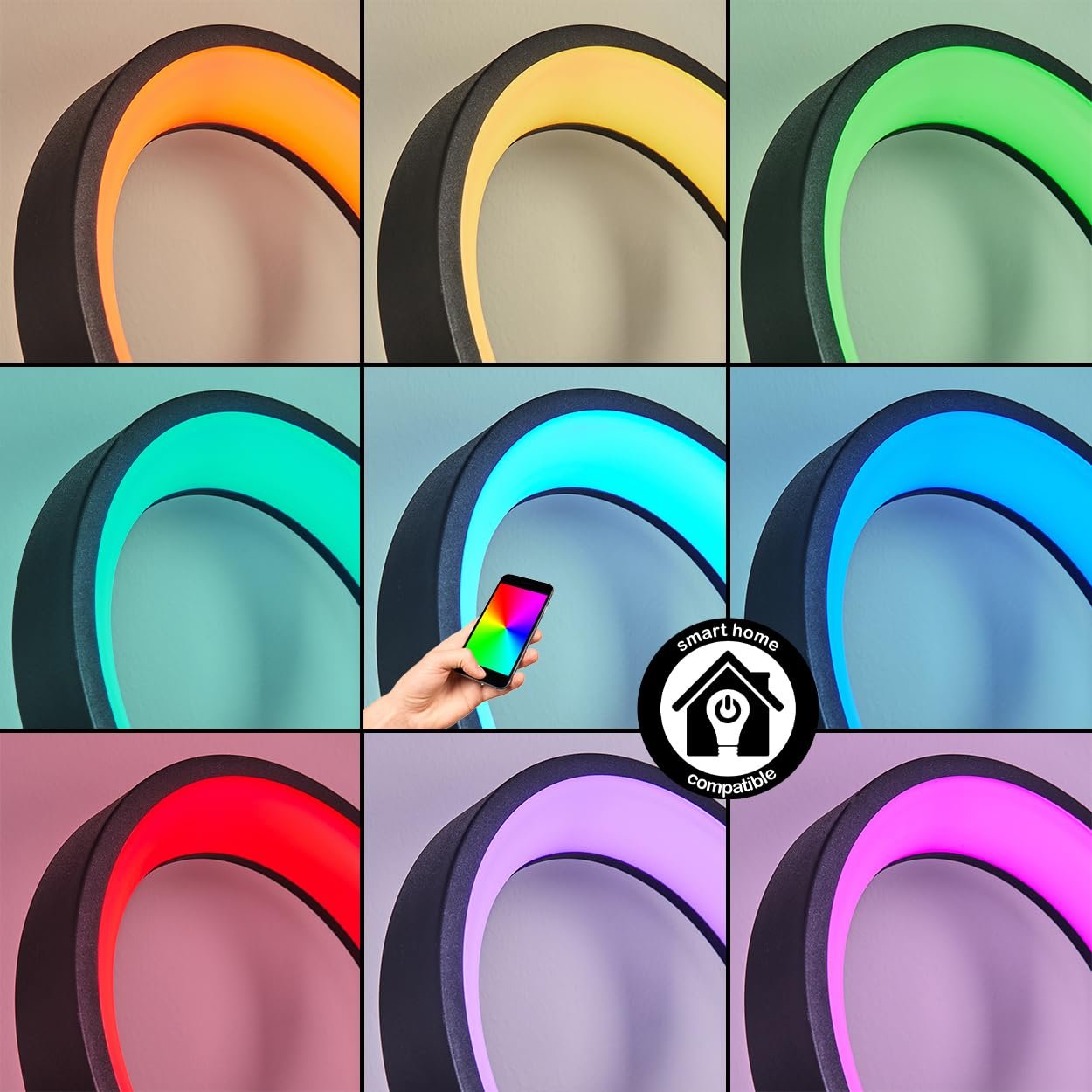 Світлодіодна настільна лампа HOFSTEIN Delor Smart Home RGB CCT метал/пластик Чорна/Біла, фото №3