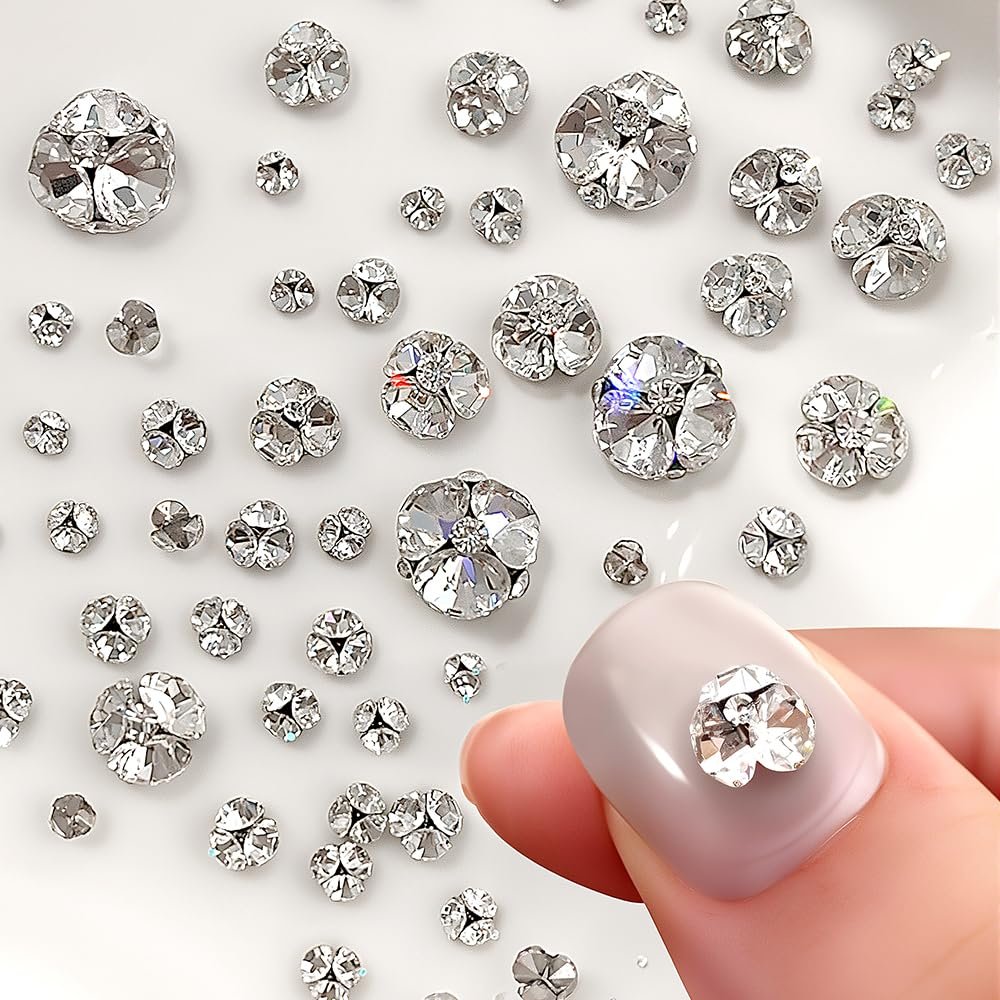 Кришталеві Стрази для Нігтів, Набір Різні Розміри, Міні, Білий Прозорий, фото №1