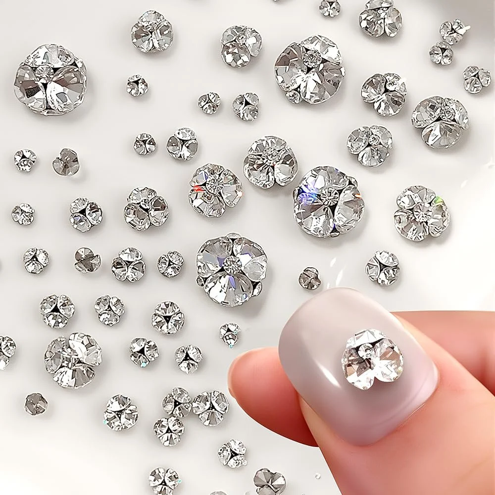 Кришталеві Стрази для Нігтів, Набір Різні Розміри, Міні, Білий Прозорий, фото №1
