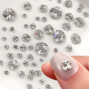 Кришталеві Стрази для Нігтів, Набір Різні Розміри, Міні, Білий Прозорий - Фото 1
