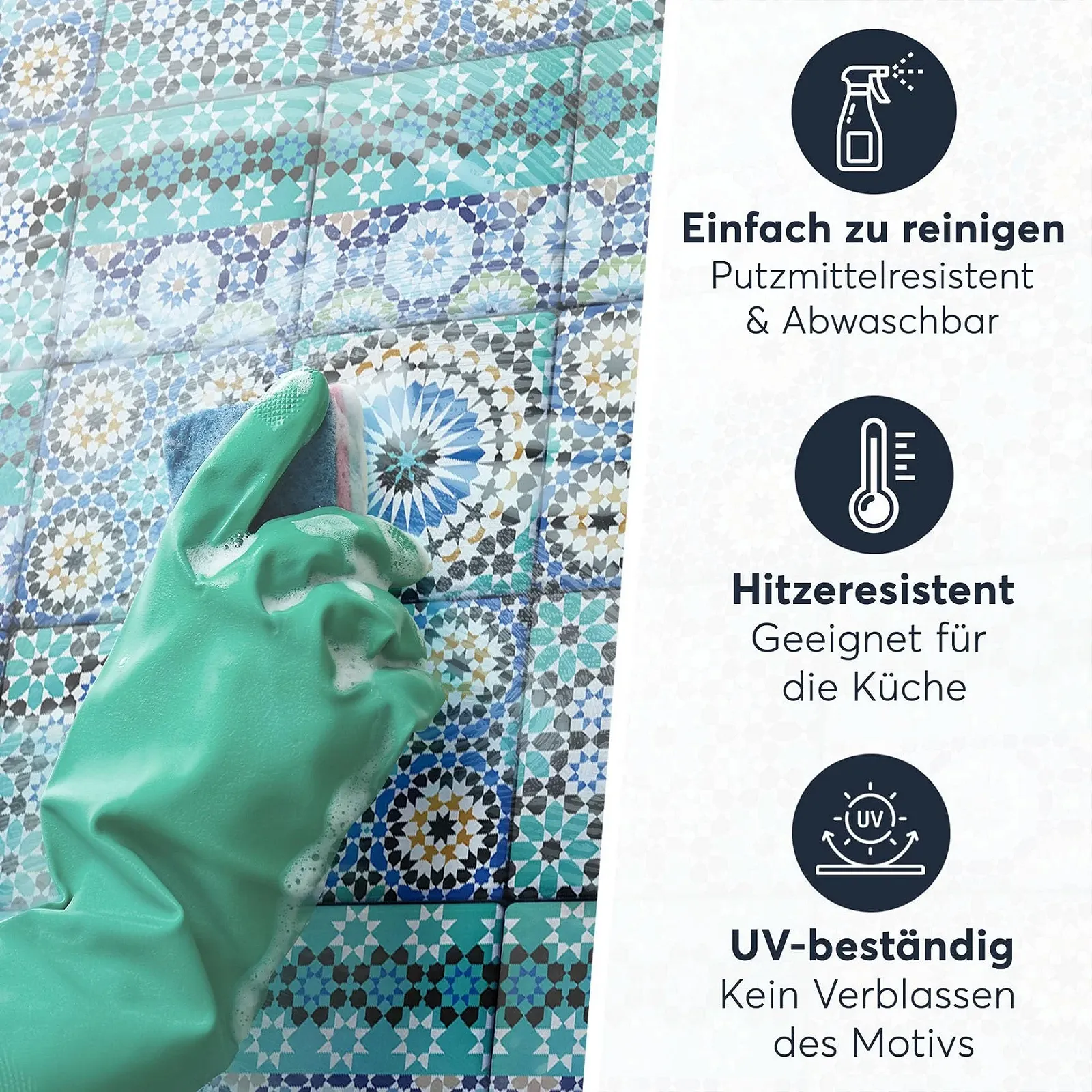 Наклейки на плитку creatisto Бірюзовий мозаїчний візерунок 15 x 15 см 18 шт., фото №6