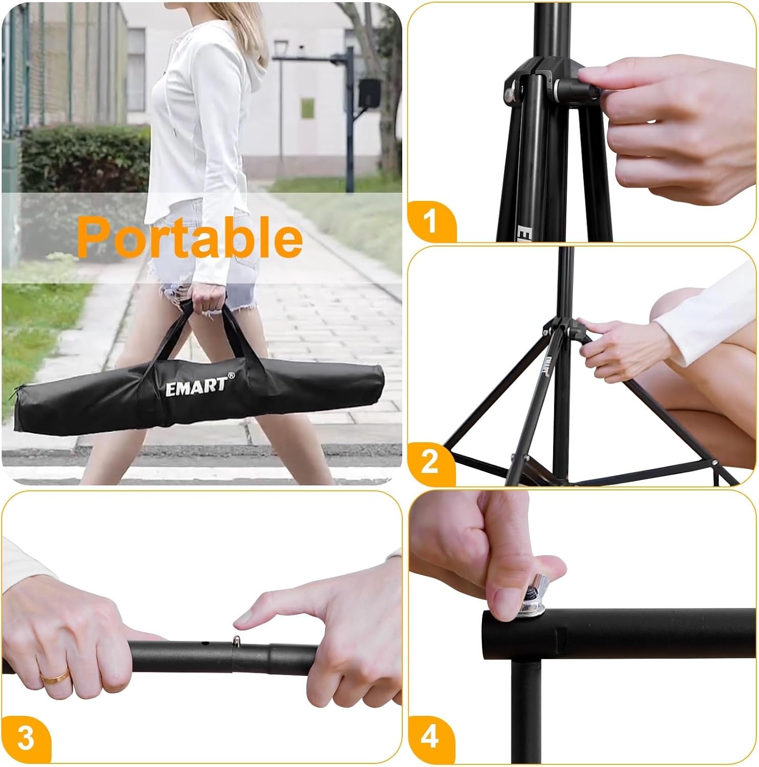 Комплект подставки для фона EMART 2.6x3 м Черный, фото №5