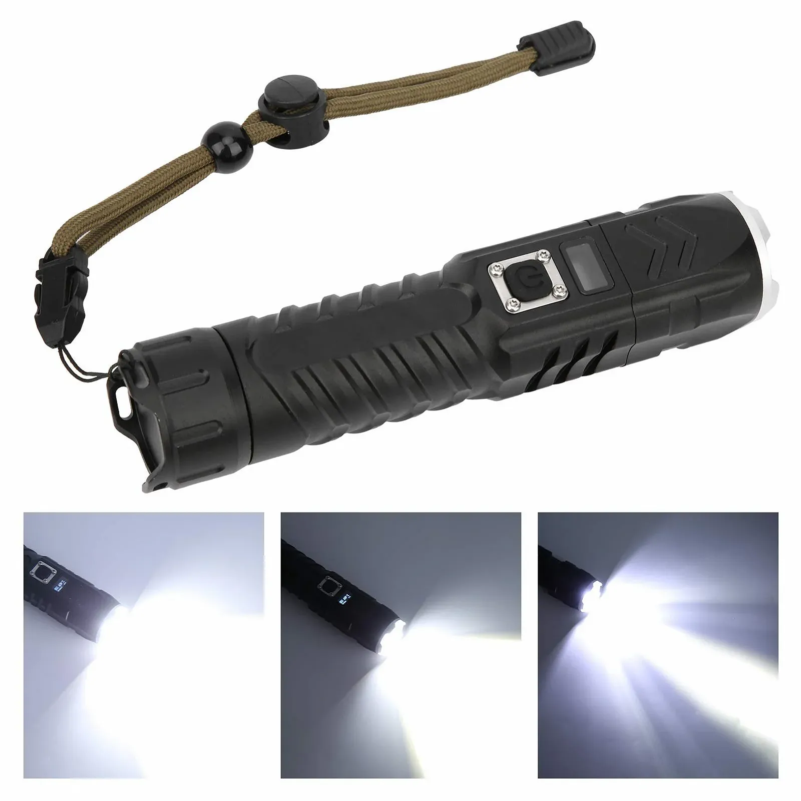 Фонарик Pilipane Ultra Bright Zoomable Focusing LED USB Перезаряжаемый Интеллектуальный Дисплей Питания для Кемпинга Пешего Туризма Алюминиевый Сплав 16 см 205 г, фото №2