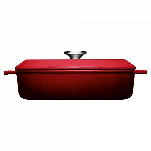 Гусятниця чавунна Woll Iron Квадратна 28 см 3.7 л червоний чилі з силіконовими ручками - Фото 1