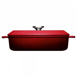 Кастрюля чугунная Woll Iron Квадратная 28 см 3.7 л красный чили с силиконовыми ручками - Фото 1