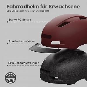 Шлем Shinmax велосипедный с USB фонарем, 5 режимов, с козырьком synthetic.ua - Фото 1