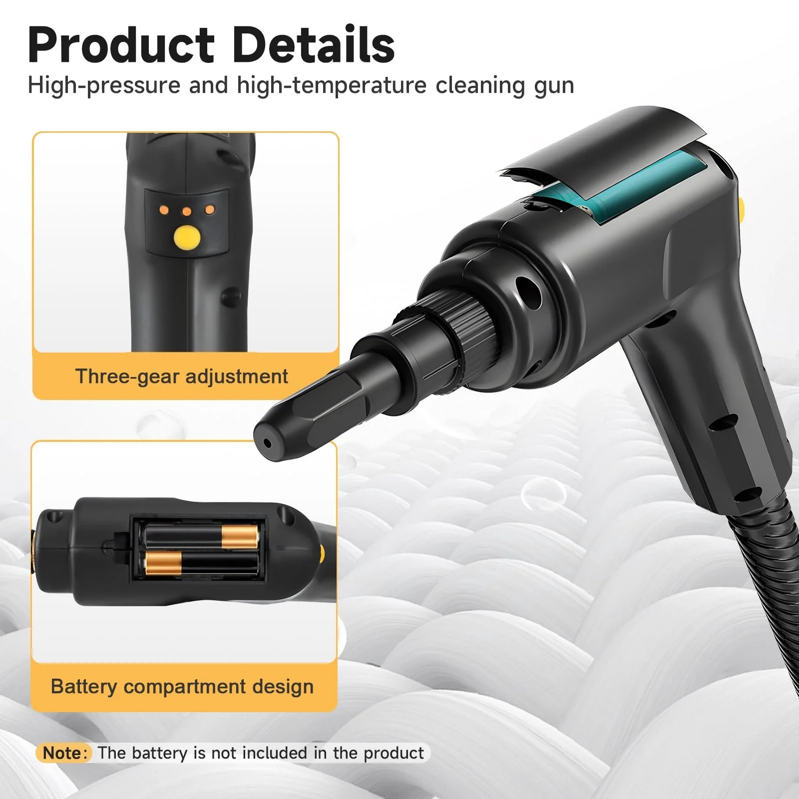 Ручний пароочисник 2500W 1100 мл з цифровим дисплеєм, фото №2