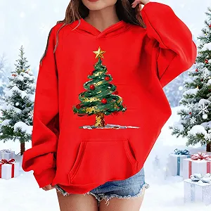 Толстовка Hässliche Weihnachtspullover Девочки Рождественский свитер с капюшоном, длинные рукава, рождественский мотив, уютный рождественский наряд, повседневный рождественский костюм synthetic.ua - Фото 1