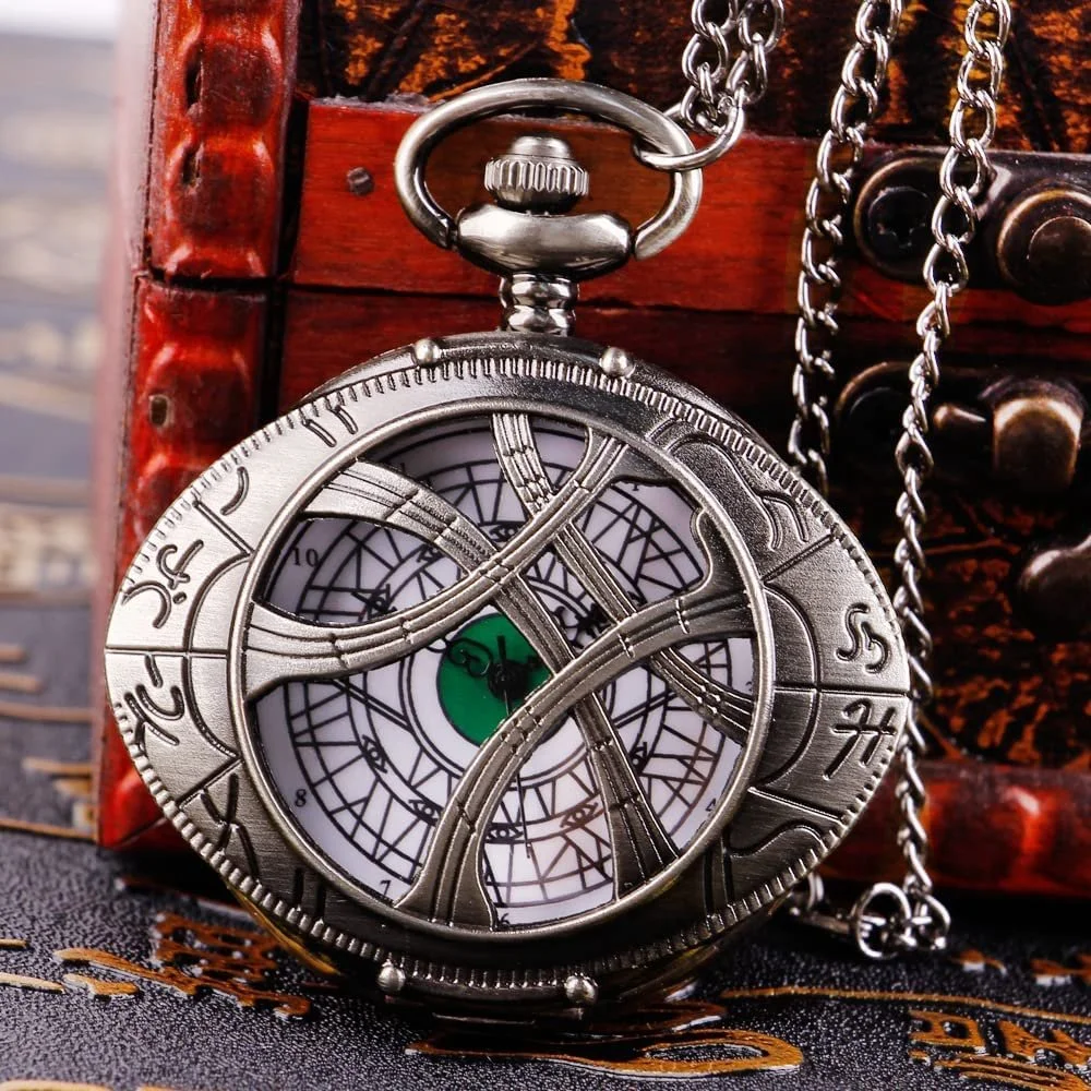 Кишеньковий годинник кварцовий з ланцюжком, Череп, Set-qz303-0720, фото №8