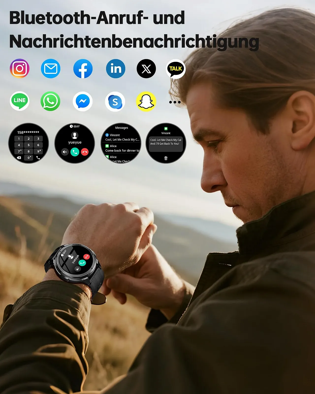 Смарт-часы OUKITEL Мужской Military Водонепроницаемый 1.43 дюйма AMOLED-дисплей, фото №3