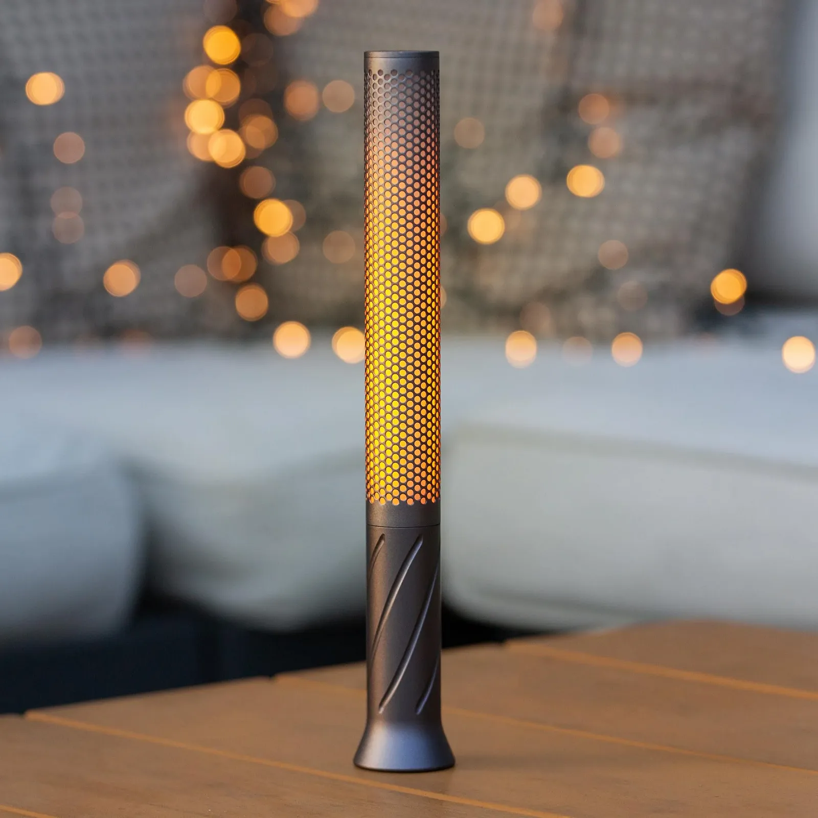 Настільна лампа phonar LED Акумуляторна 2600 мАг Бездротова Ефект свічки 2 режими Димування Space Grey, фото №1