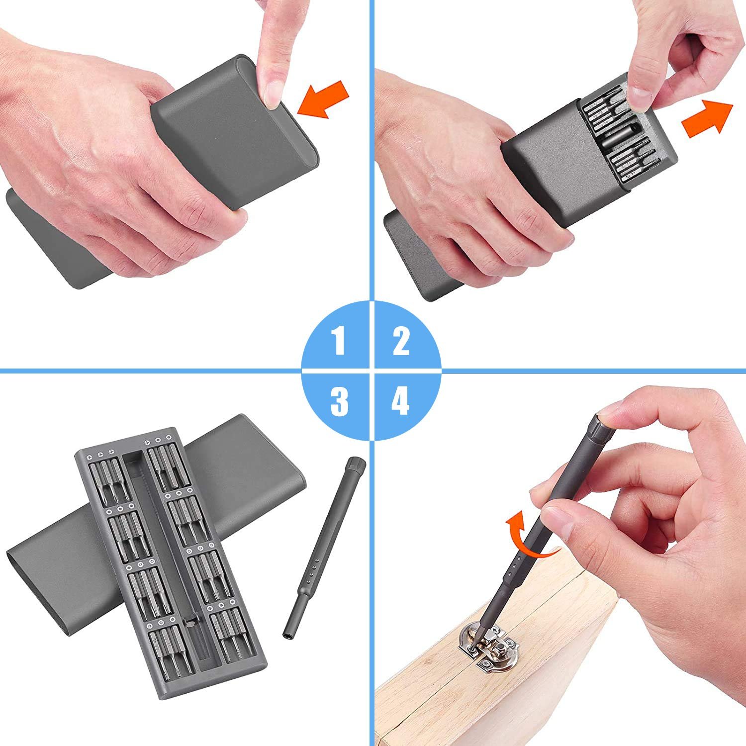 Набір викруток Precision 49 в 1 Electronics Tool Kit S2 Tool Steel Срібний, фото №3