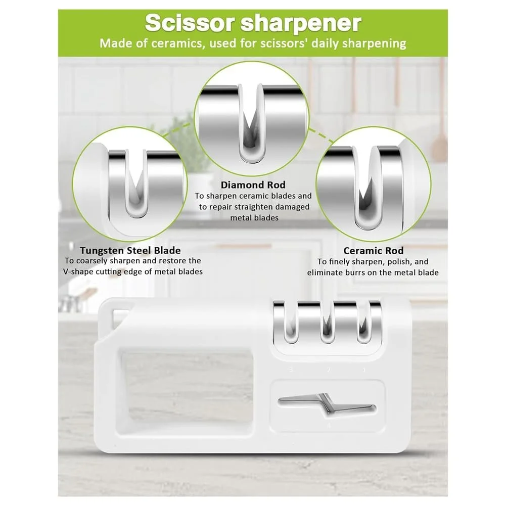 Точилка для ножів та ножиць ручна 4-в-1 з ергономічною ручкою та силіконовою основою, фото №4