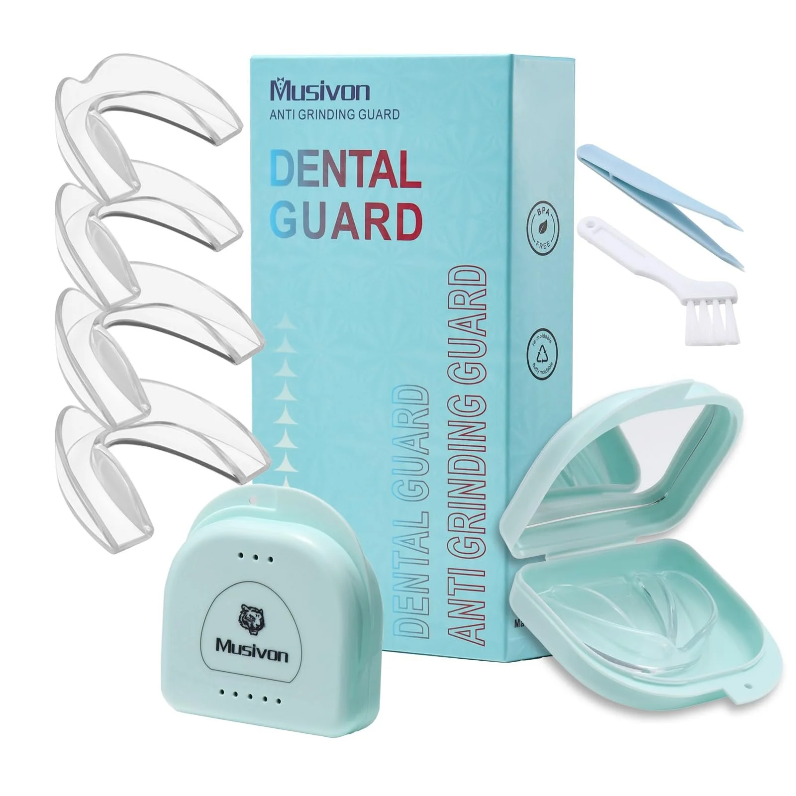 Нічна шина від бруксизму, набір 4 шт, багаторазова, для запобігання бруксизму, покращує сон (2S + 2L), фото №1