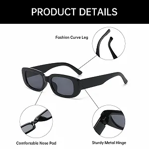 Солнцезащитные очки прямоугольные YAMEIZE Classic 4 шт., унисекс, ретро 90-х, квадратная оправа, черные - Фото 1