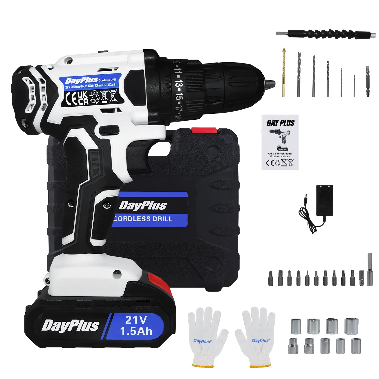 Шуруповерт Cordless 21 V 1.5 Ah Lithium-Ion Battery 45 Nm 25+1 Torque Adjustable Speed, фото №1