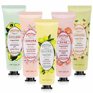 Крем для рук Набор Мини-кремов для рук 5 штук Растительный аромат Увлажняющий Нежирный крем для рук для грубой, потрескавшейся кожи Цветочный, 30 мл - Фото 1