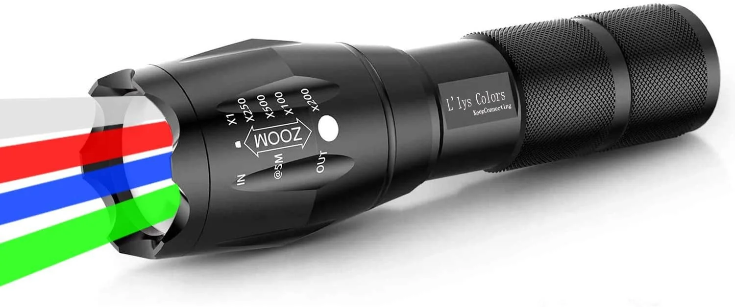 Ліхтарик L'lysColors 4 в 1 LED, багатофункціональний з регульованим фокусом, водонепроникний, фото №1