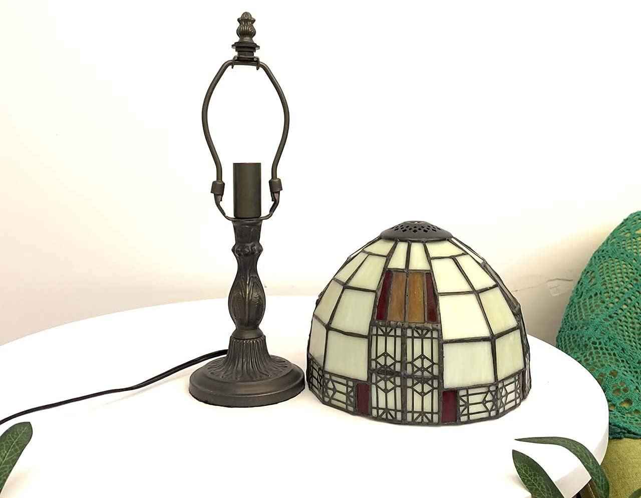 Настільна лампа Bieye L30728 Тіффані Вітражне скло 8 дюймів E14 Різнокольорова, фото №5