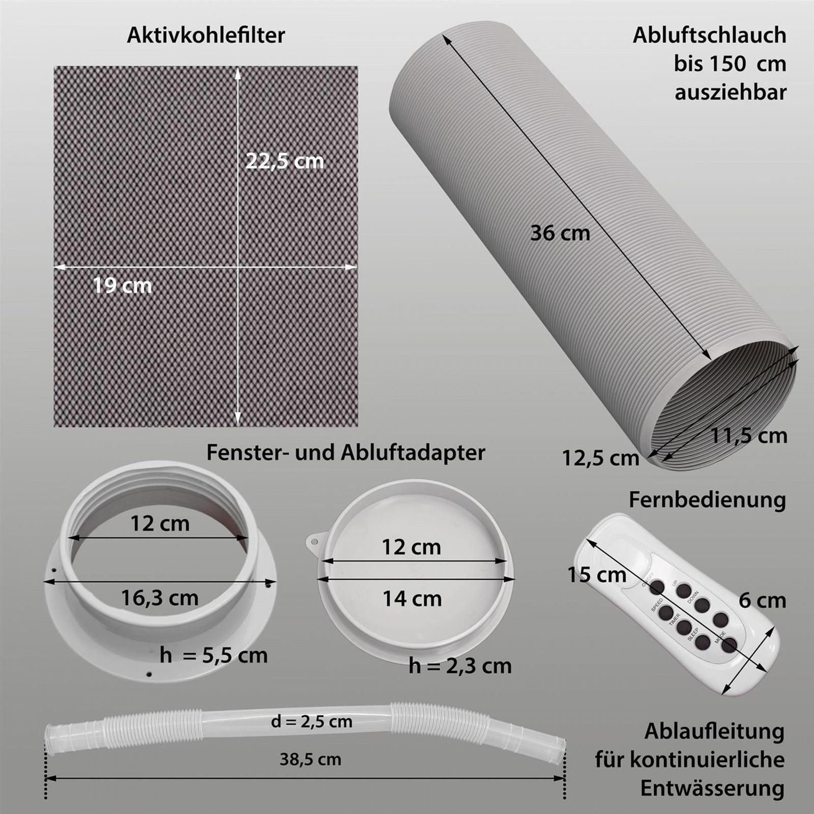 Мобільний кондиціонер Syntrox Germany Fresco 9000 BTU 3-в-1 з дистанційним керуванням та таймером, фото №7