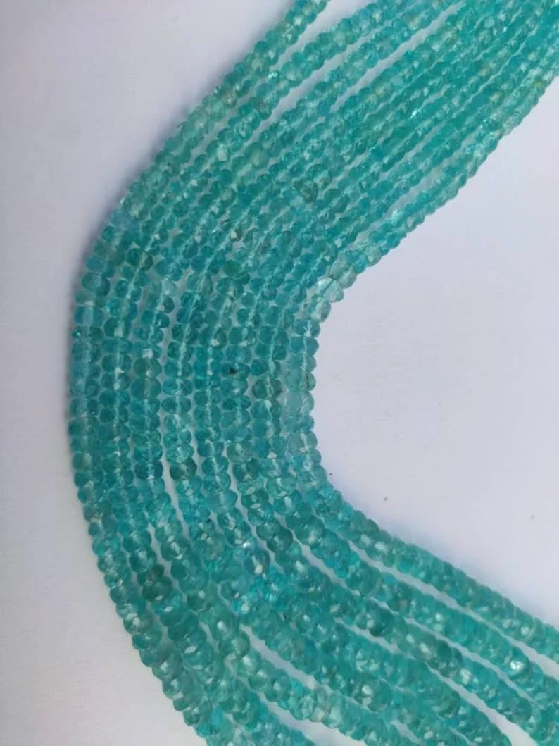 Бусины Апатит Небесный круглые гладкие 3-3.5 мм нить длиной 33 см бусины из драгоценных камней для ожерелья браслета, фото №2