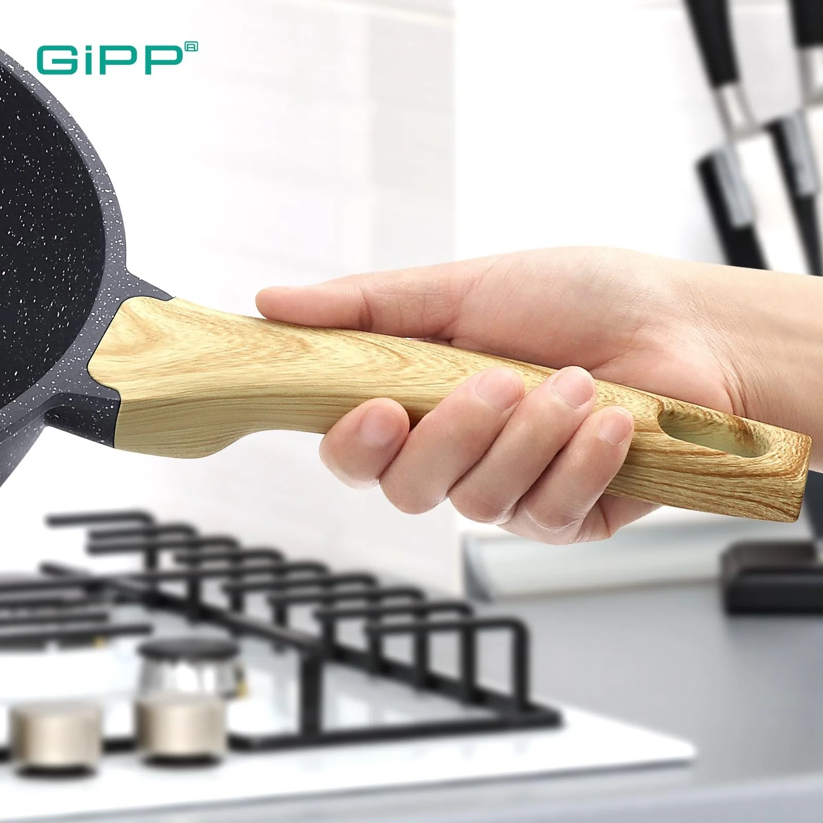 Сковорідка-вок GiPP Sauté Pans з високими стінками 28 см, антипригарна, з кришкою, 4.3 л, керамічне антипригарне покриття, сіра, фото №8 Сковорідка-вок GiPP Sauté Pans з високими стінками 28 см, антипригарна, з кришкою, 4.3 л, керамічне антипригарне покриття, сіра, фото №8